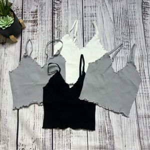 AMAZON NWOT 4 Set V Neck Crop Top with Ruffles
